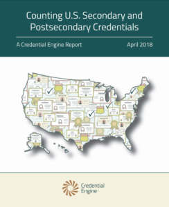 This is the cover of the Credential Engine report "Counting U.S. Secondary and Postsecondary Credentials"