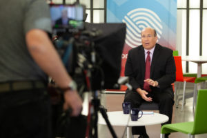 Moderator Ron Insana appears on camera for the WorkingNation livestream and recording of the fourth town hall on the cybersecurity skills gap.