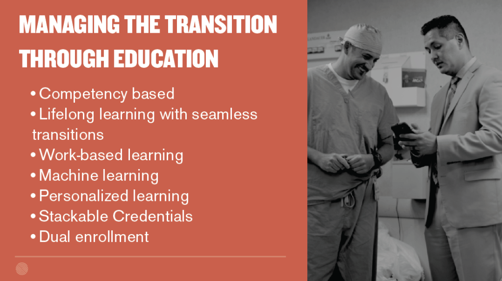 A slide from Jane Oates' presentation at work+EDU