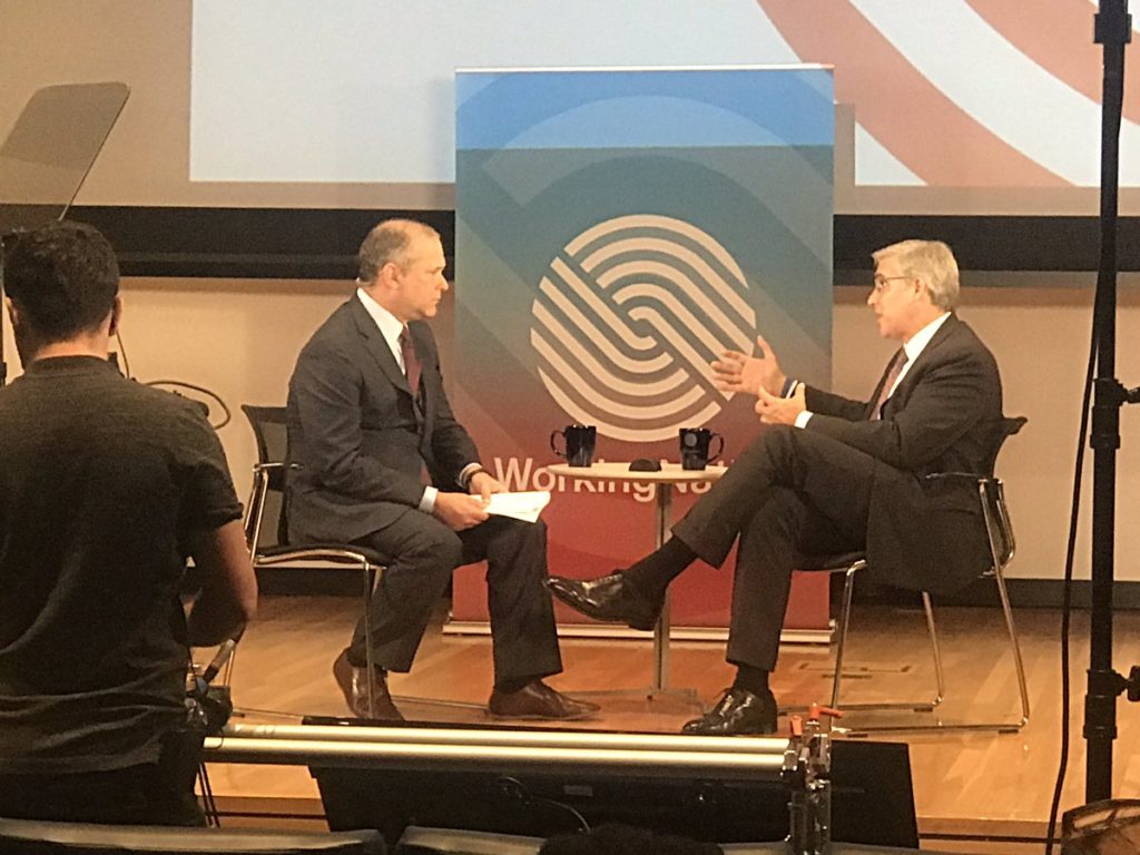 Scott Cohn and Gerald Chertavian at the WorkingNation Town Hall on Work-based learning.
