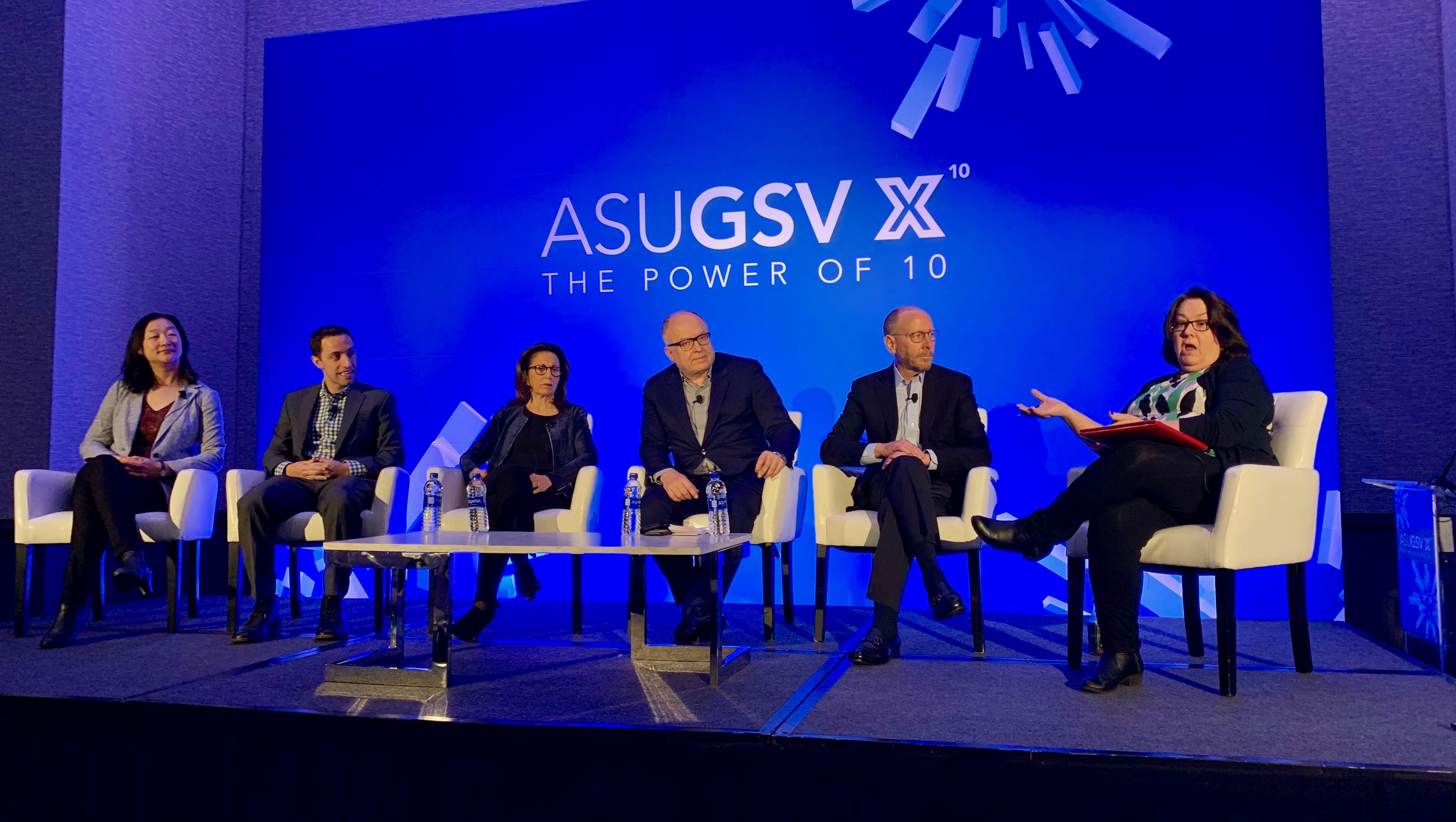 WorkingNation Editor-in-Chief Ramona Schindelheim moderates panel, The Future of Work in a 100 Year Life," at ASU GSV Summit 2019.