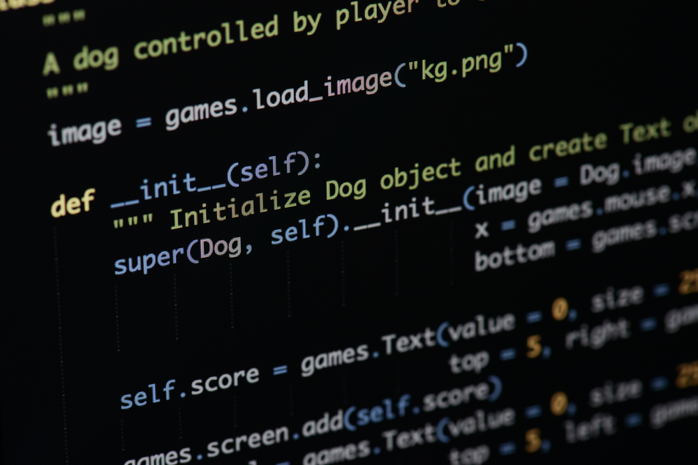 An example of Python coding language.