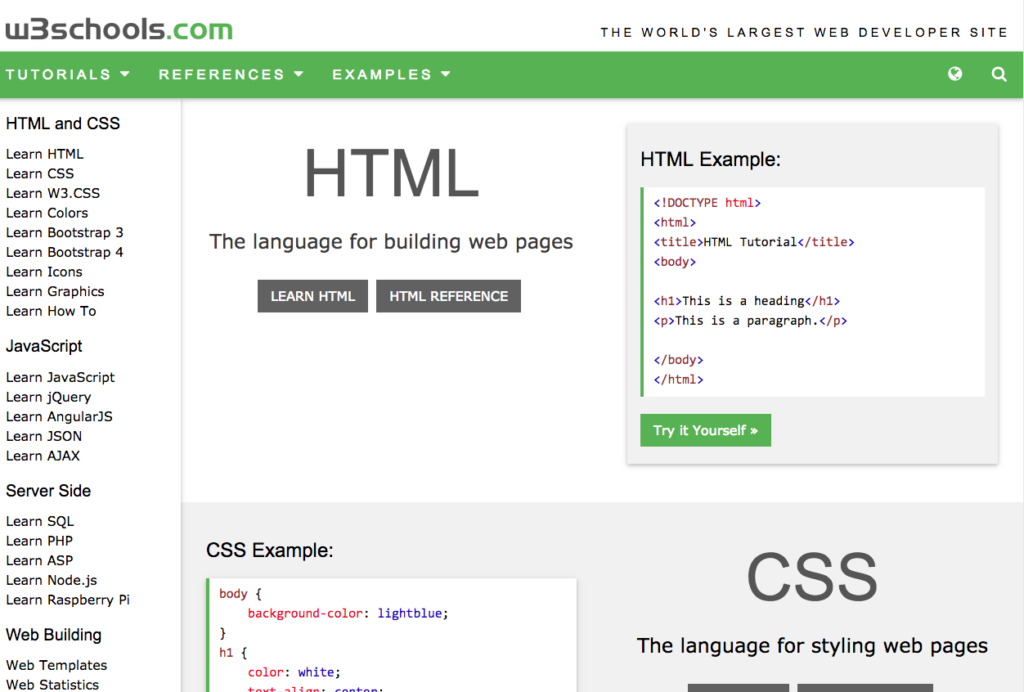 The W3Schools website has multiple tutorials on computer programming.