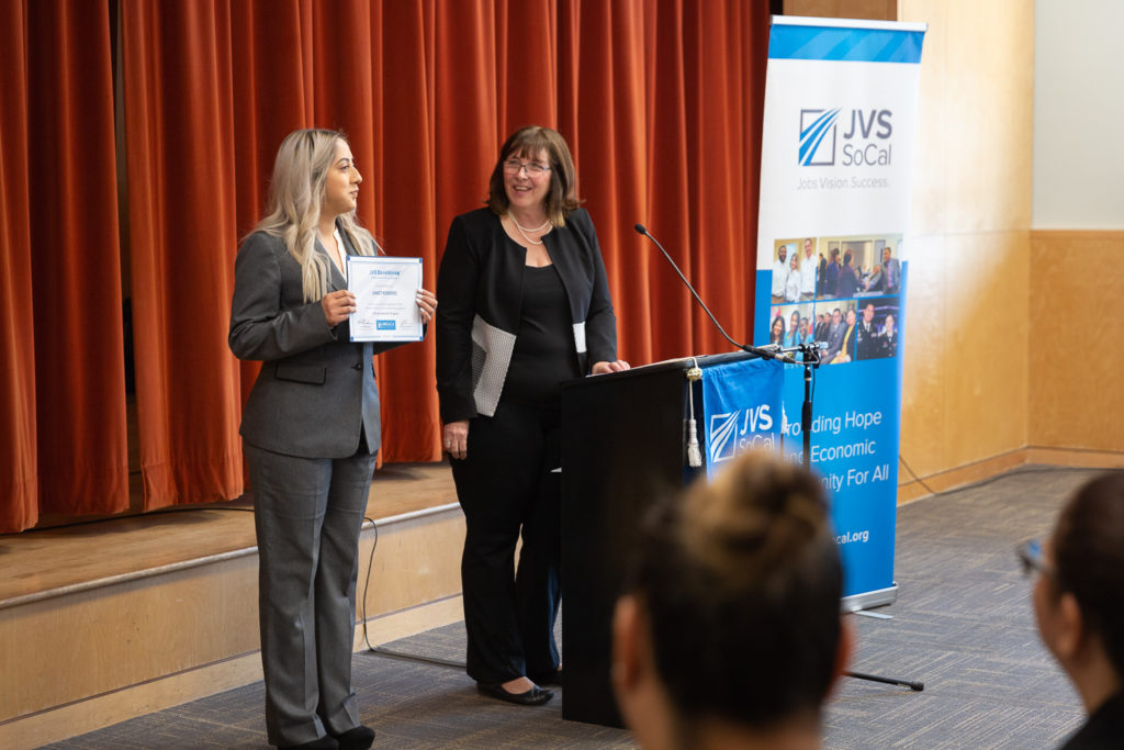 A still shot from the JVS BankWork$ graduation.