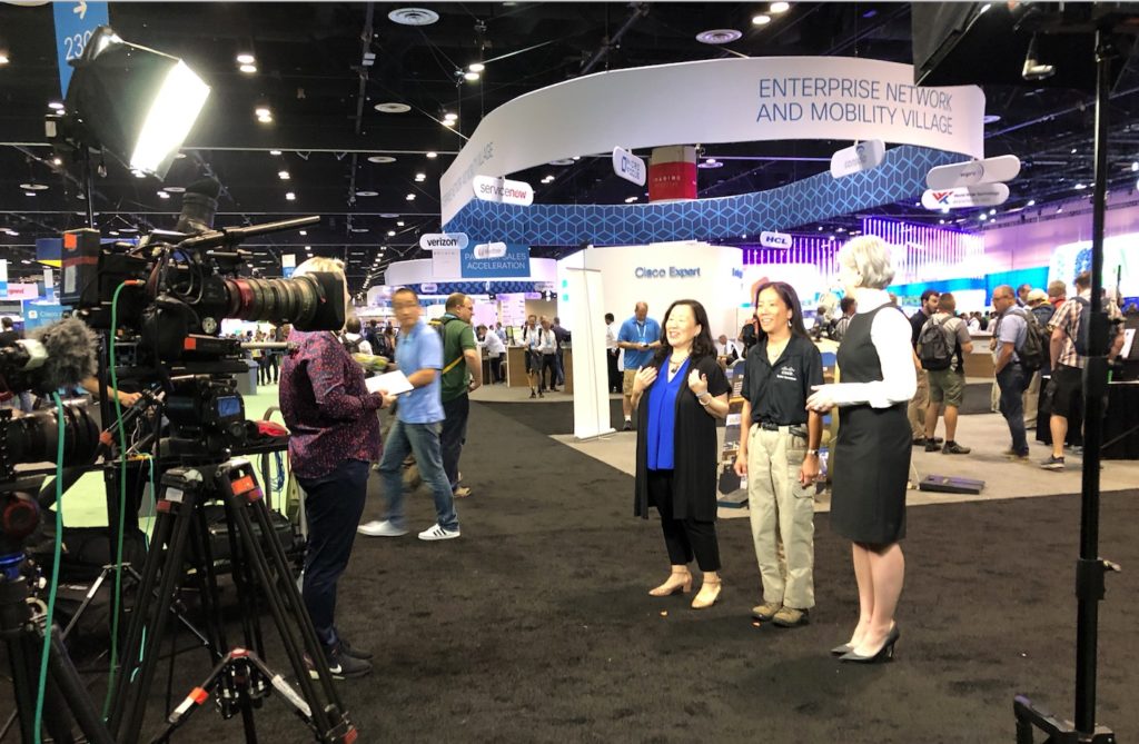 Cisco SVP Tae Yoo interviewed on camera at Cisco Live.