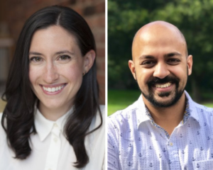 Headshots of Caroline Fay and Ananth Kasturiraman