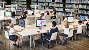 students learning at computers
