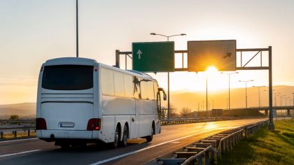 BUS DRIVING ON HIGHWAY