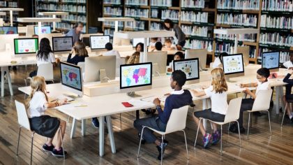 students learning at computers