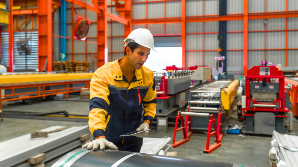 Latino factory worker