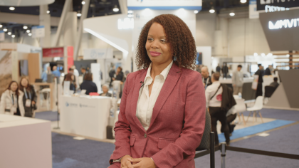 JFFLabs executive director Kristina Francis being interviewed by WorkingNation at CES 2024 about technology leveling the playing field for all workers
