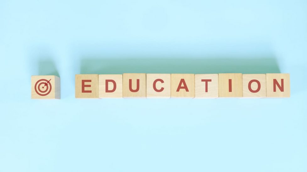 education in wooden blocks
